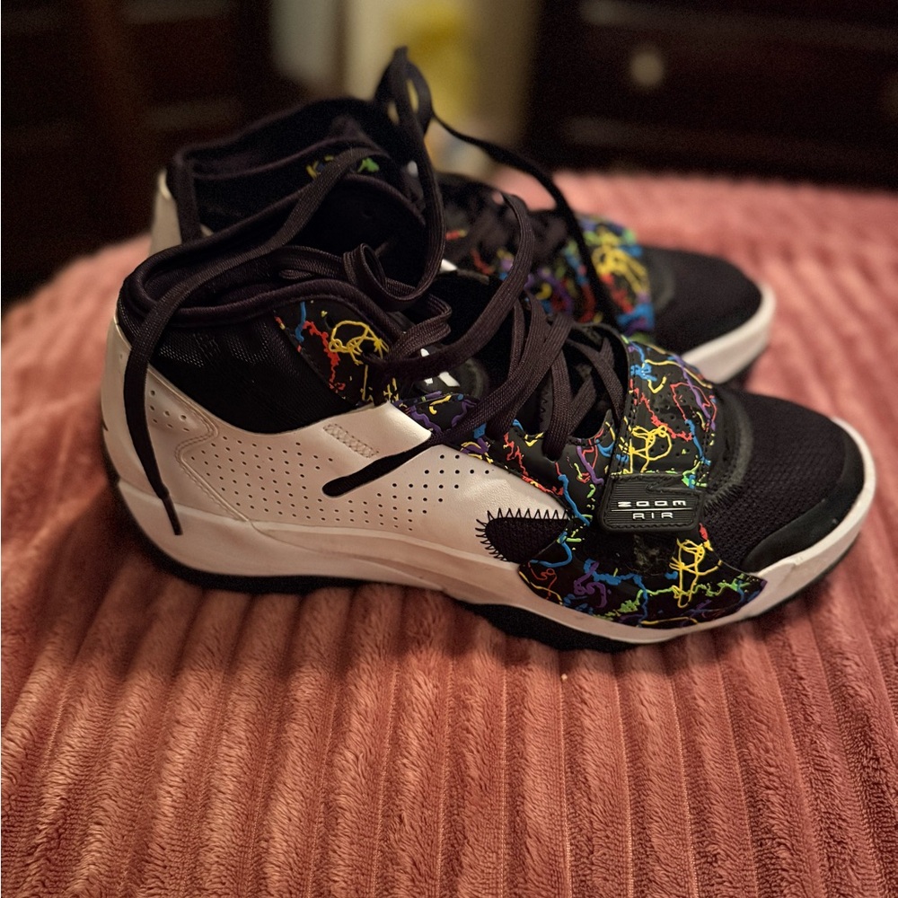 Jordan Black and White Sneakers with Multicolor Accents